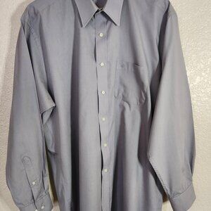 Pierre Cardin Button Up Shirt Men's Size 17 34/35 Long Sleeve Gray